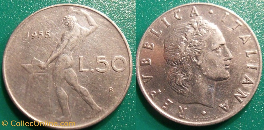 50 Lires 1955 monnaie monde italie 50 lires 1955