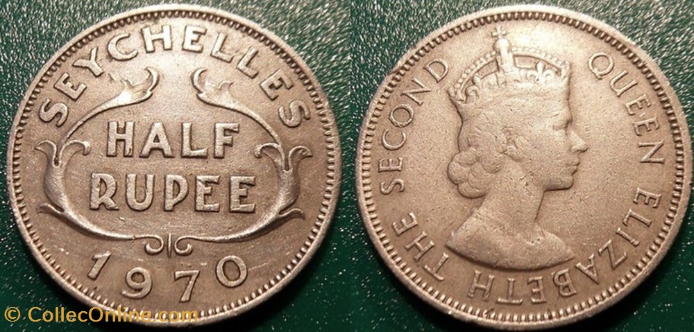 1/2 Roupie 1970 monnaie monde seychelle 1 2 roupie 1970