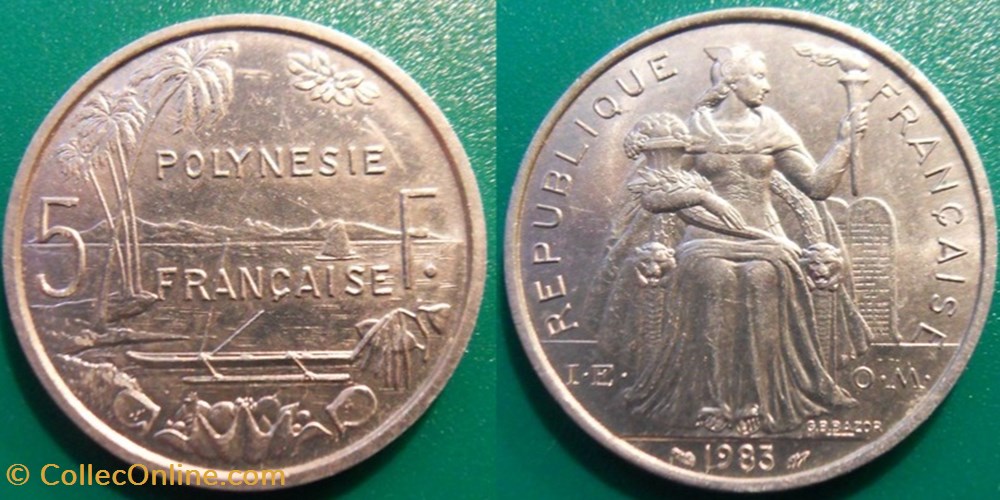 monnaie france colony polynesie francaise 5 francs 1983