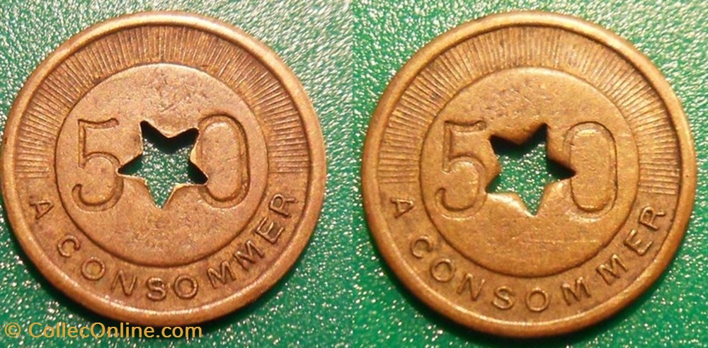 f- Jeton à consommer 50 c à Consommer monnaies jetons mereaux f jeton a consommer 50 c a consommer