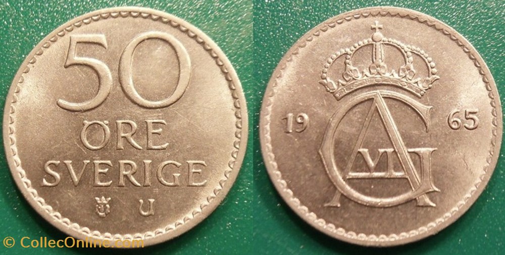 50 Ore 1965 monnaie monde suede 50 ore 1965