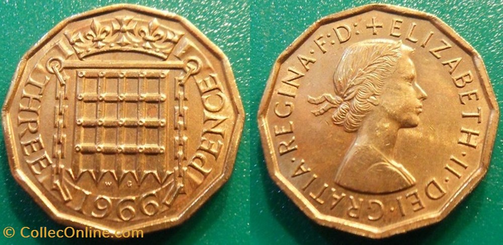 3 Pence 1966 monnaie monde royaume uni 3 pence 1966