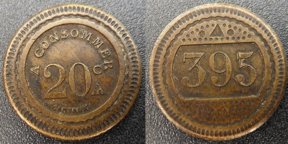 f- Jeton à consommer 20 C. à Consommer monnaies paranumismatique jetons poids f jeton a consommer 20 c a consommer