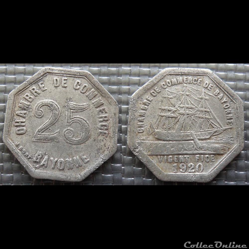 p- MN Bayonne 25 C. 1920 Al Elie:10.4 monnaies paranumismatique jetons poids p mn bayonne 25 c 1920 al elie 10 4
