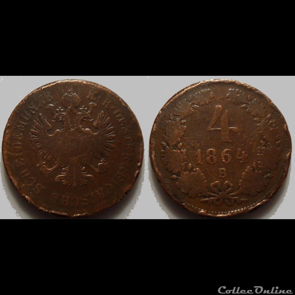 Autriche 4 Kreuser 1864B monnaie monde moderne autriche 4 kreuser 1864b