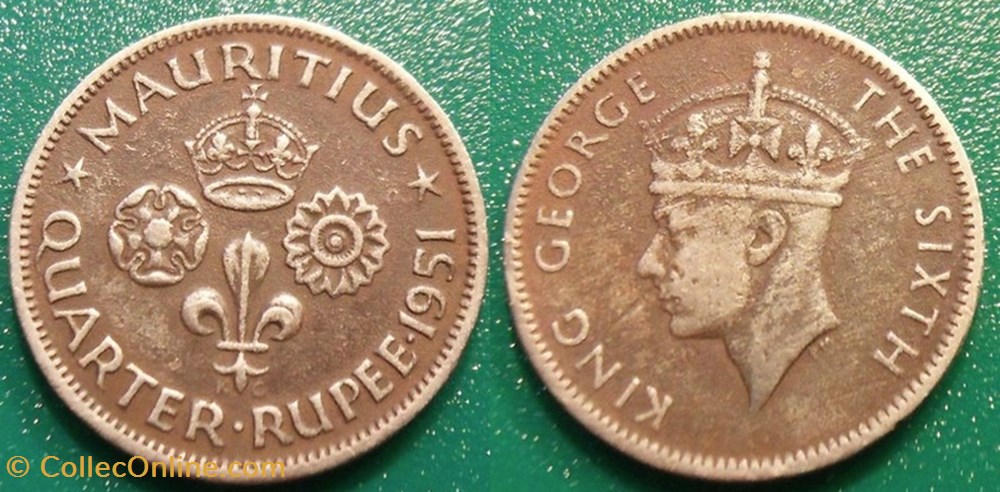 1/4 Roupie 1951 monnaie monde maurice 1 4 roupie 1951