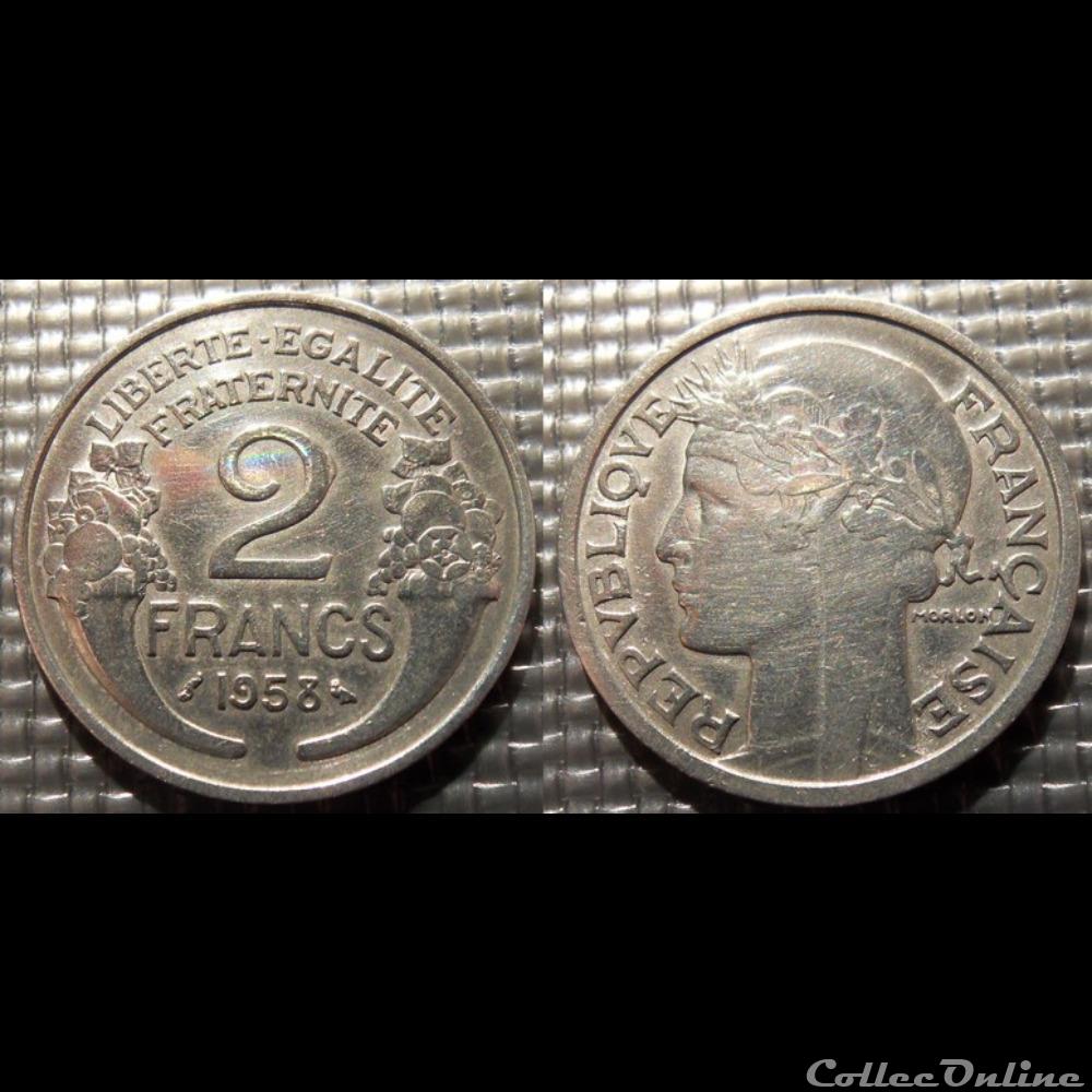 Jf 2 francs Morlon 1958 27mm 2.2g monnaie france moderne jf 2 francs morlon 1958 27mm 2 2g