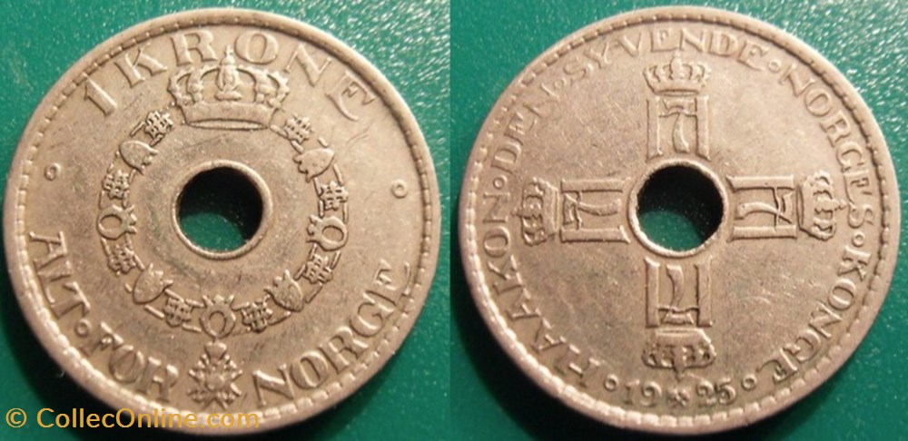 1 Krone 1925 monnaie monde norvege 1 krone 1925