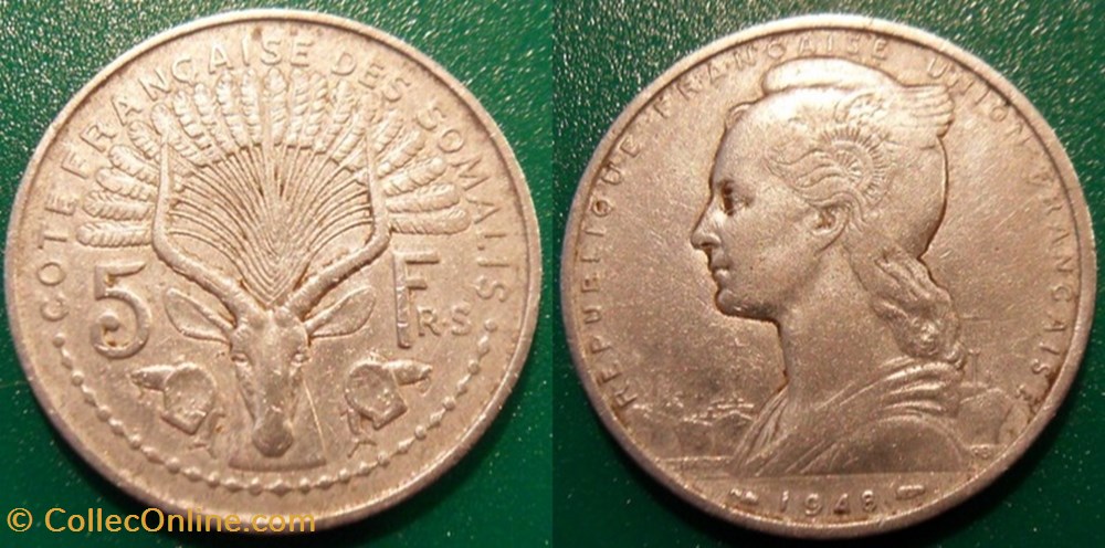 Djibouti- Cote Française des Somalis 5 Francs 1948 monnaies colonies francaises djibouti cote francaise des somalis 5 francs 1948