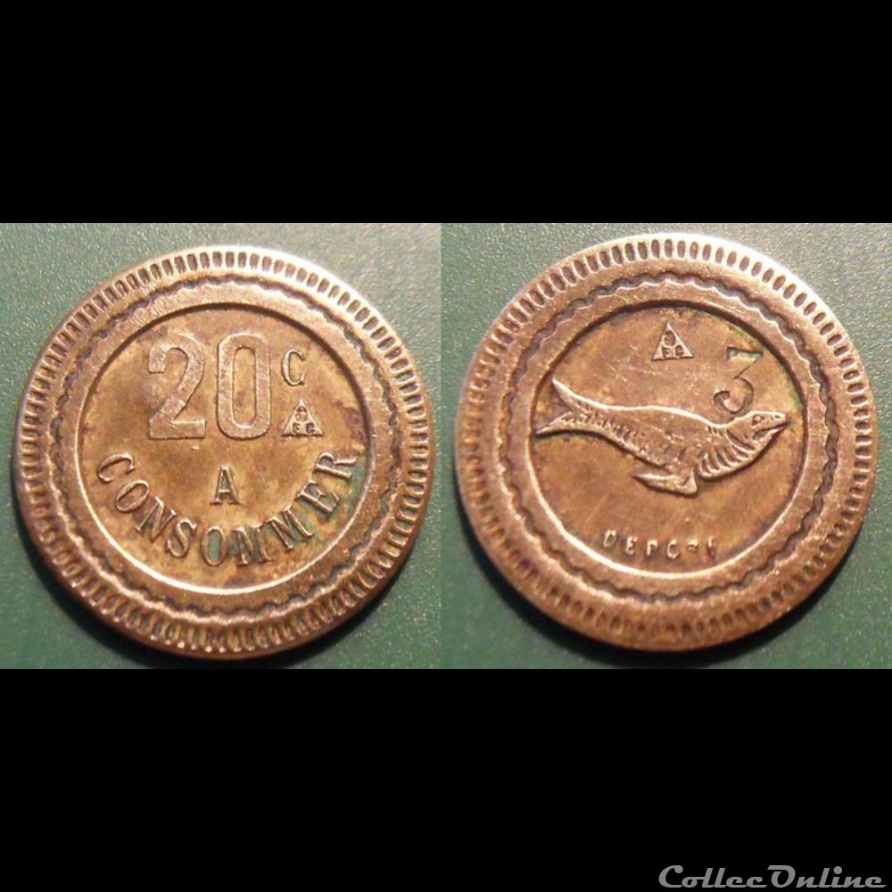 f- Jeton à consommer 20c. Phoque monnaie mereaux f jeton a consommer 20c phoque