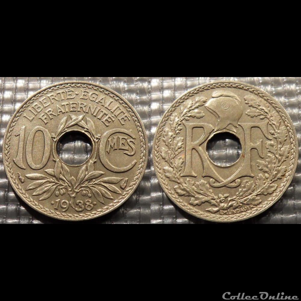 Dd 10 centimes EM Lindauer .1938. 21mm 3g monnaie france moderne dd 10 centimes em lindauer 1938 21mm 3g