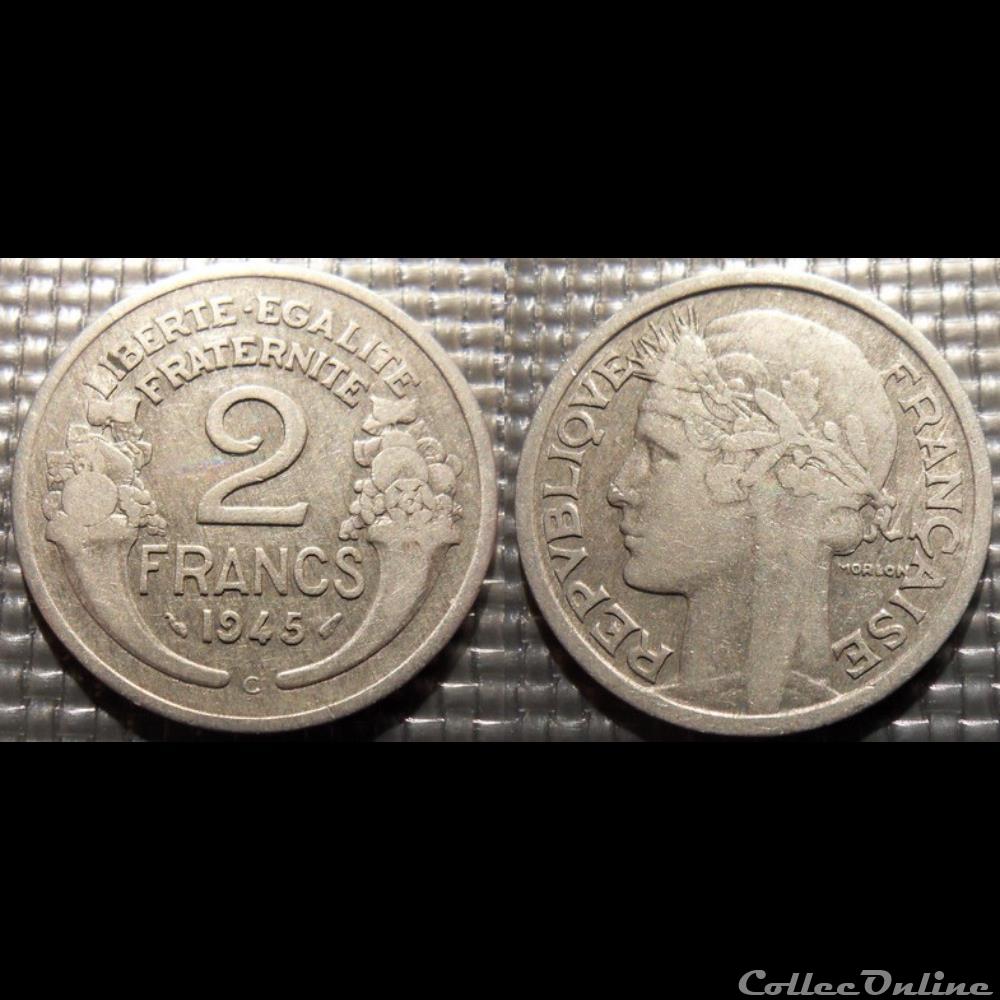 Jf 2 francs Morlon 1945 C 27mm 2.2g monnaie france moderne jf 2 francs morlon 1945 c 27mm 2 2g