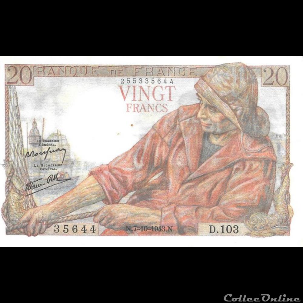 20 Francs Pêcheur billet france banque de xxe 20 francs pecheur