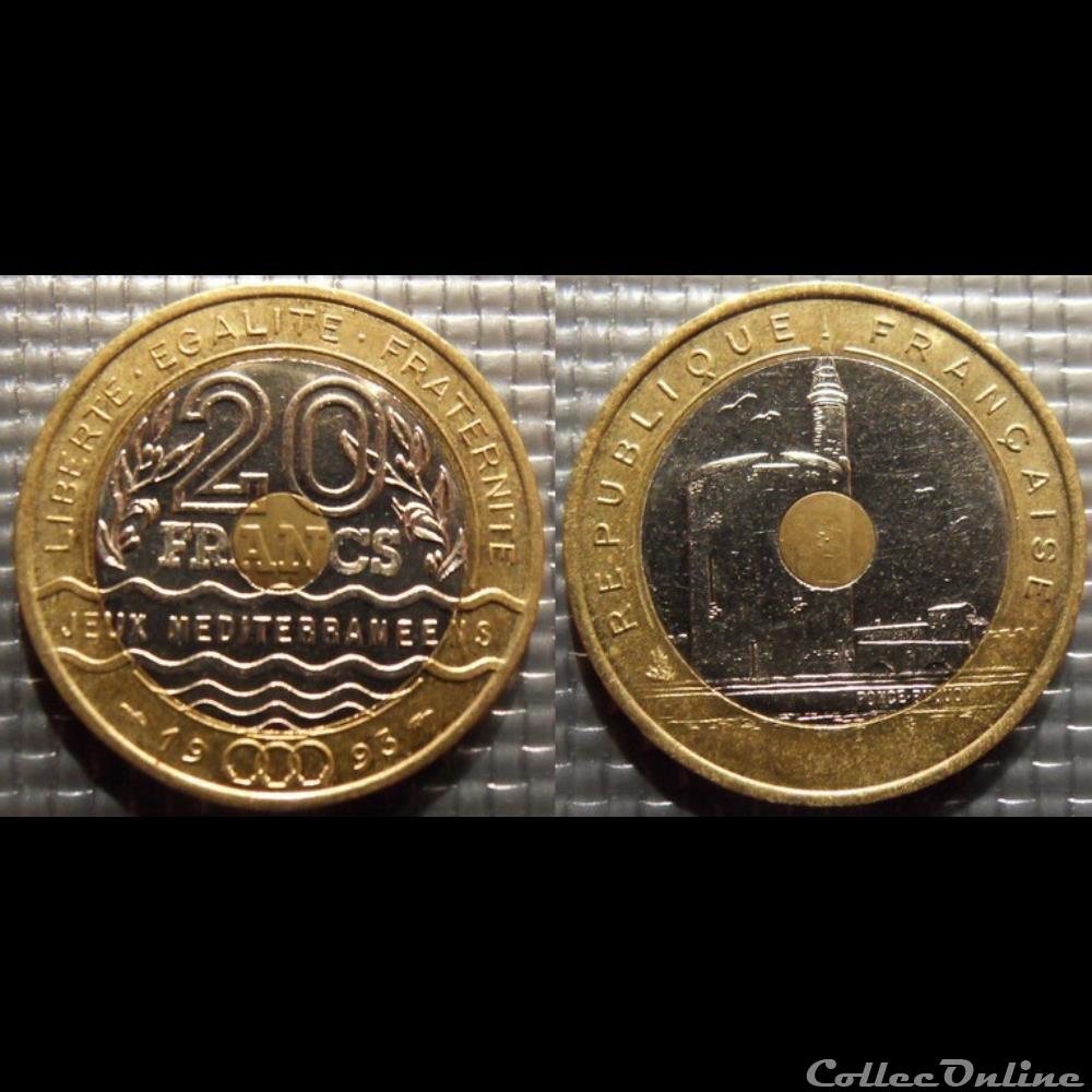 Me 20 francs Jeux Méditerranéens 1993 27mm 9g monnaie france moderne me 20 francs jeux mediterraneens 1993 27mm 9g