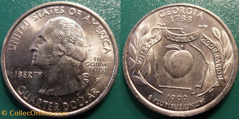 1/4 dollar 1999 P Georgia monnaie monde etat uni 1 4 dollar 1999 p georgia