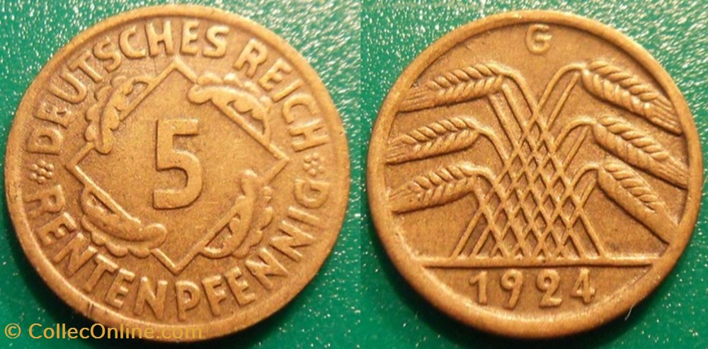 5 Rentenpfennig 1924 monnaie monde allemagne 5 rentenpfennig 1924
