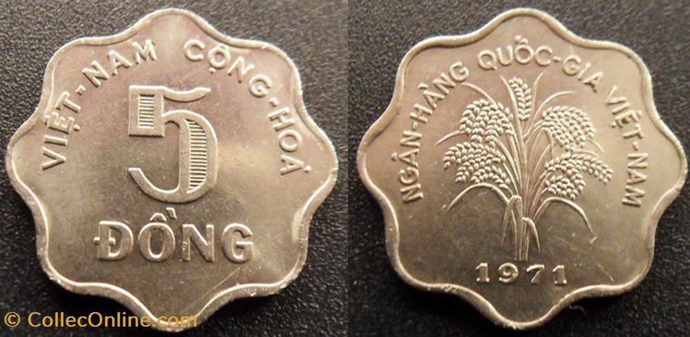 5 Dông 1971 monnaies monde viet nam 5 dong 1971