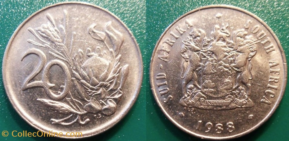 20 Cents 1988 monnaie monde afrique du sud 20 cents 1988