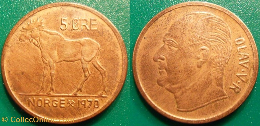 monnaie monde norvege 5 ore 1970