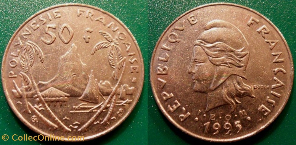 monnaie france colony polynesie francaise 50 francs i e o m 1995 abeille
