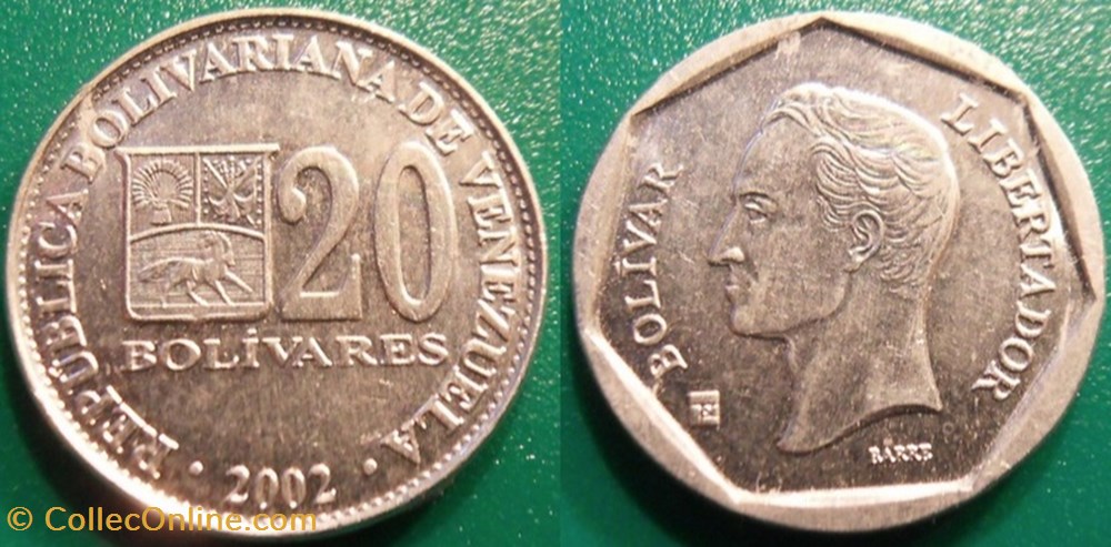 20 Bolivars 2002 monnaie monde venezuela 20 bolivars 2002
