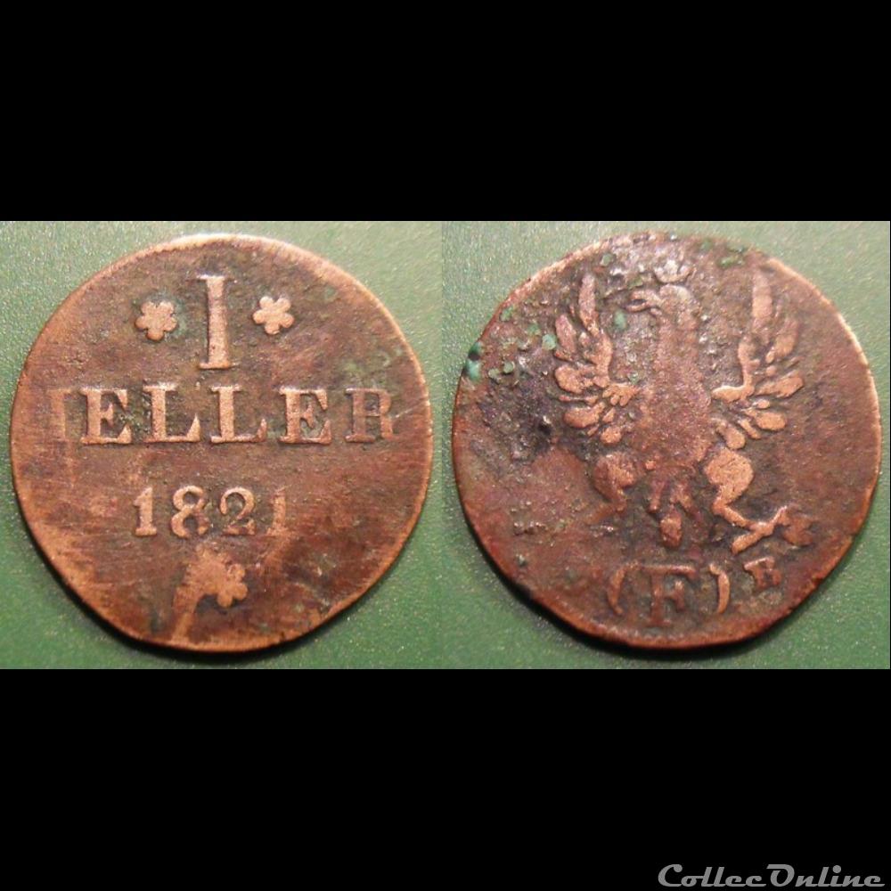 Allemagne Francfort 1 Heller 1821 monnaie monde allemagne francfort 1 heller 1821