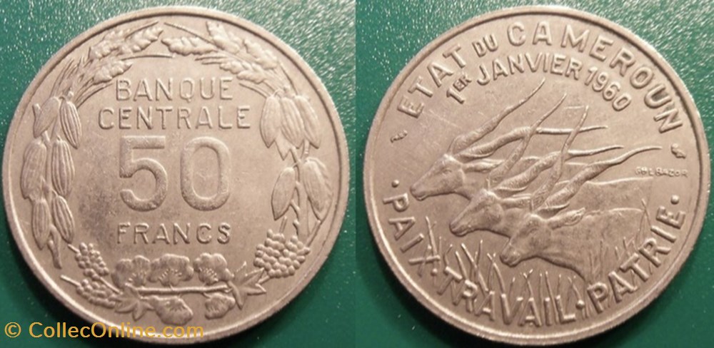 monnaie monde cameroun 50 francs 1961