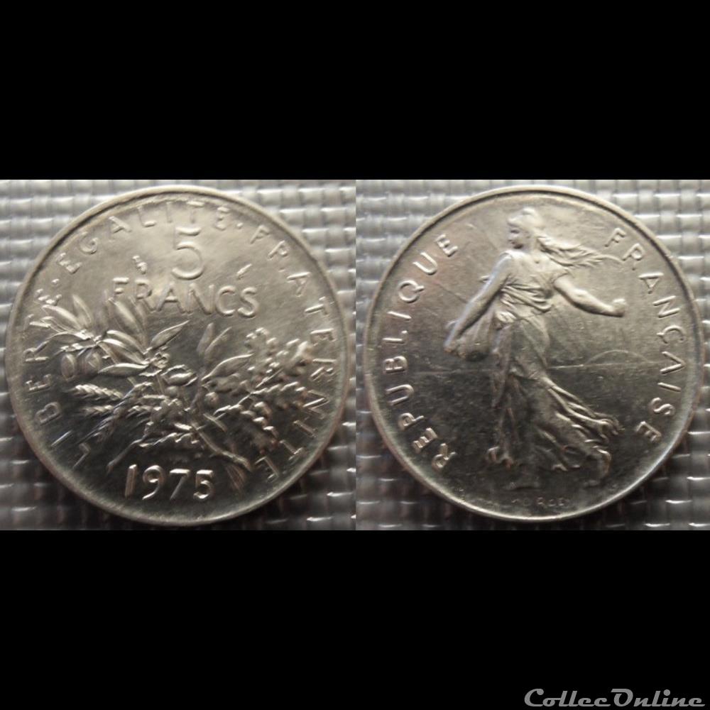 Kg 5 francs Semeuse 1975 29mm 10g monnaie france moderne kg 5 francs semeuse 1975 29mm 10g