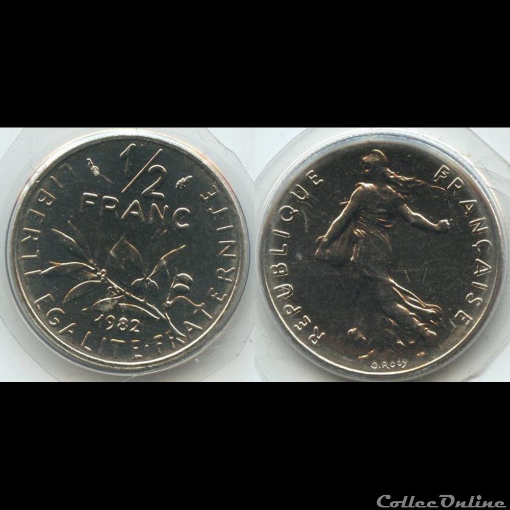 Gl 1/2 franc semeuse 1982 19.5mm 4.5g monnaie france moderne gl 1 2 franc semeuse 1982 19 5mm 4 5g