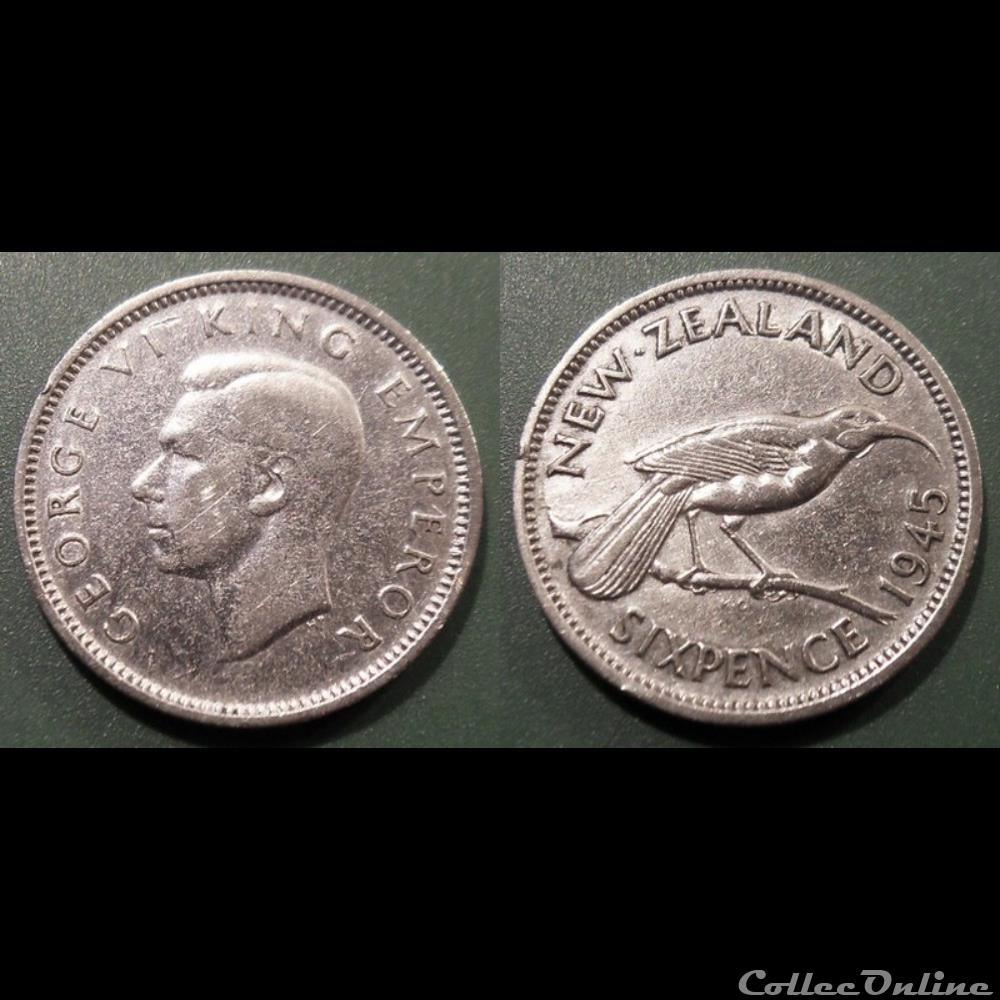 New Zéland 6 pences 1945 monnaie new zeland 6 pences 1945