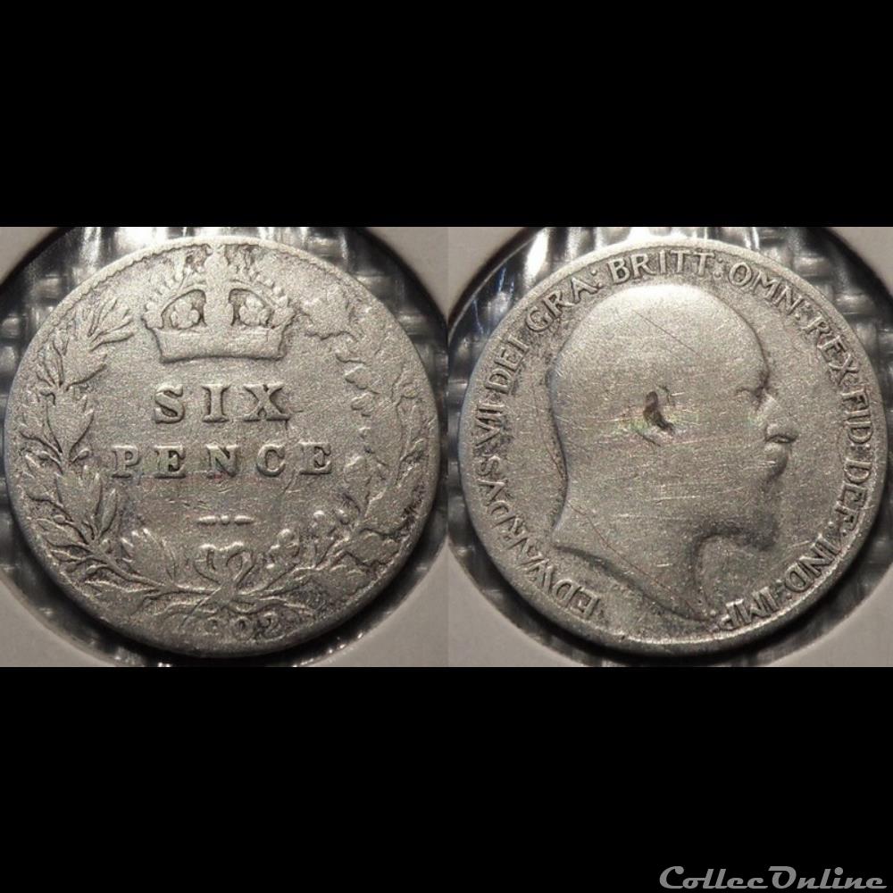 Grande Bretagne 6 Pence 1902 monnaie france moderne grande bretagne 6 pence 1902