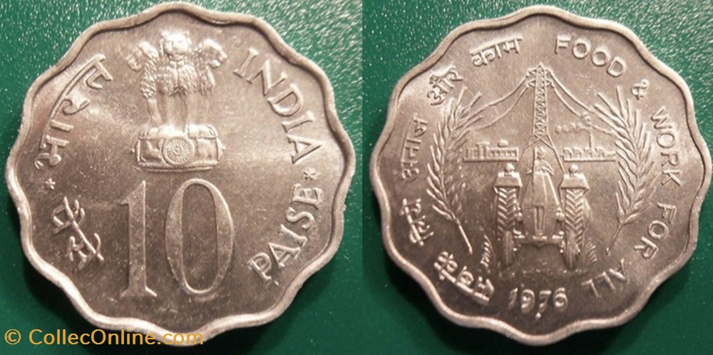 10 Paises 1976 monnaie monde inde 10 paises 1976