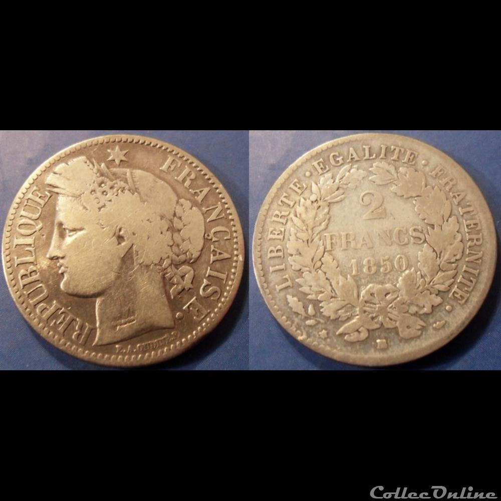 H-Deuxième République 2 Francs Céres 1850 BB monnaie france moderne h deuxieme republique 2 francs ceres 1850 bb