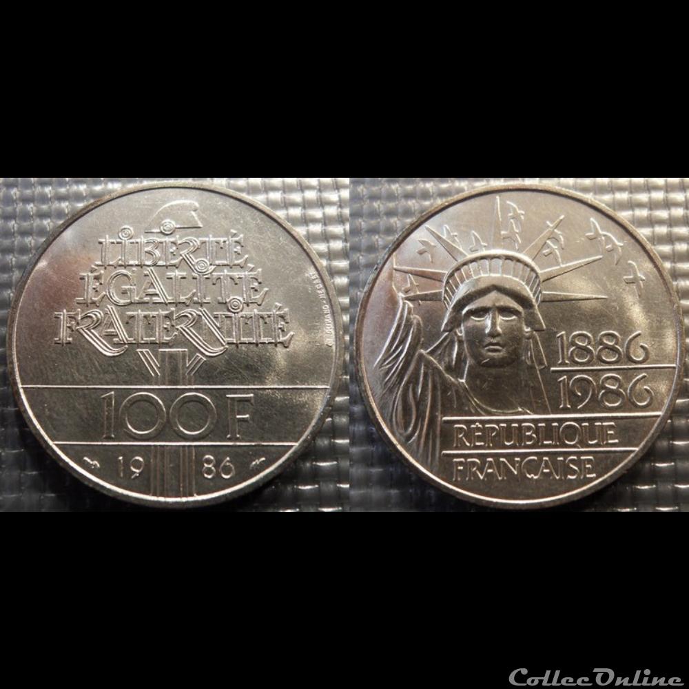Oe 100 francs Liberté 1986 31mm 15g monnaie france moderne oe 100 francs liberte 1986 31mm 15g
