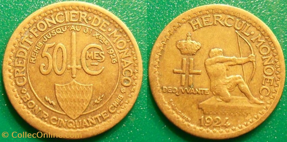 50 Centimes 1924 Louis II monnaie monde monaco 50 centimes 1924 louis ii