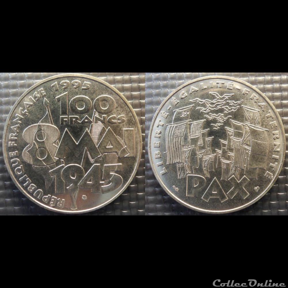 On 100 francs Commémoration de l'armistice 1995 31mm 15g monnaie france moderne on 100 francs commemoration de armistice 1995 31mm 15g