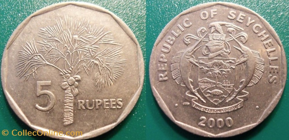 5 Roupies 2000 monnaie monde seychelle 5 roupies 2000