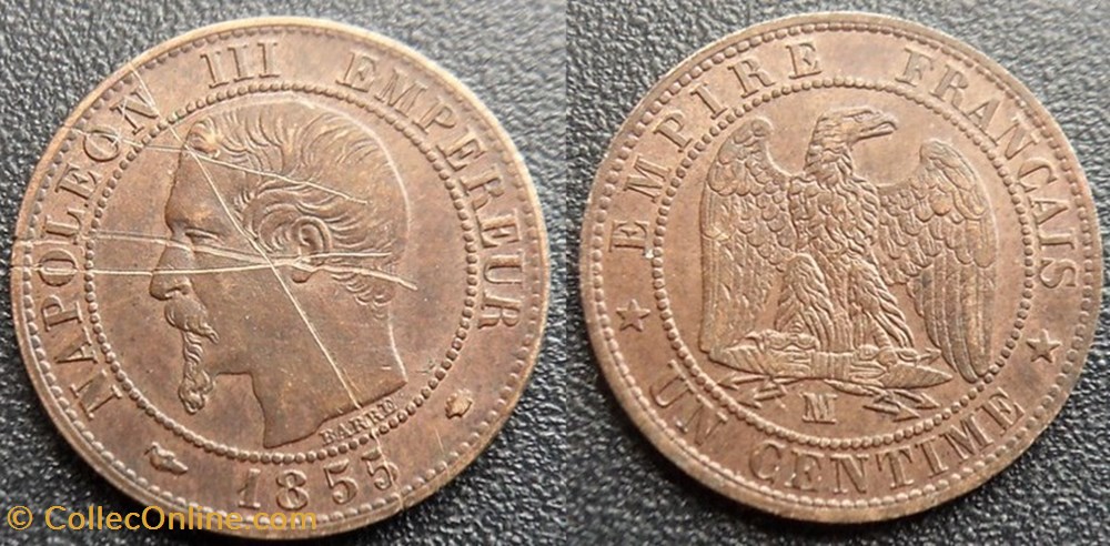 N-Napoleon III Empereur Un centime non lauré 1855 MA Marseille monnaies monde france n napoleon iii empereur un centime non laure 1855 ma marseille