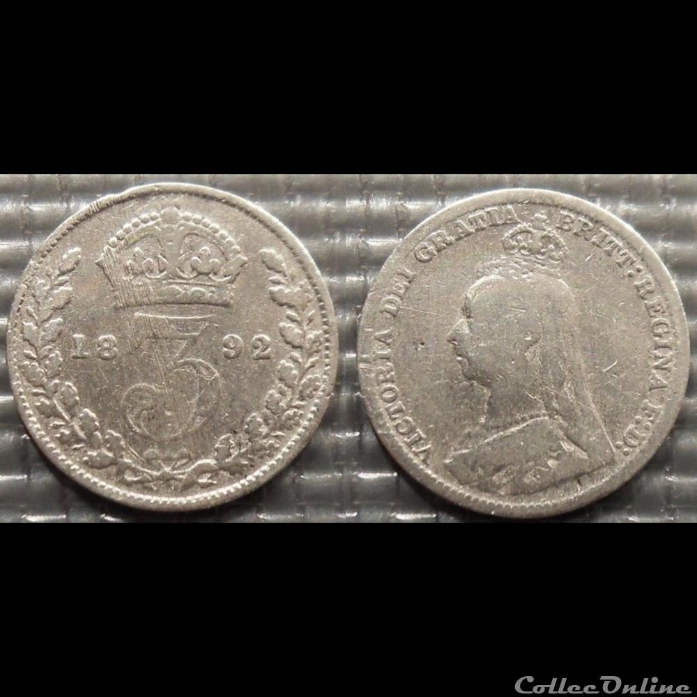 monnaie france moderne grande bretagne 3 pence 1892