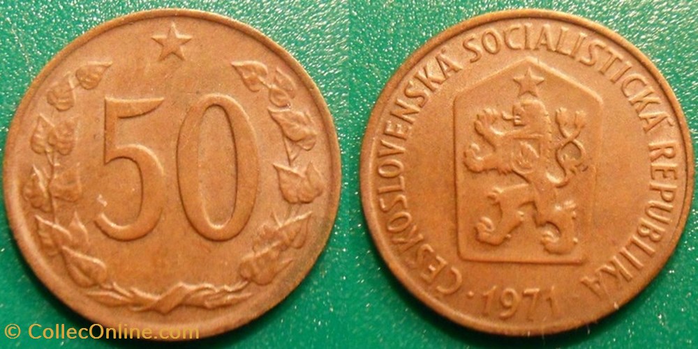 50 Haléru 1971 monnaie monde tchecoslovaquie 50 haleru 1971