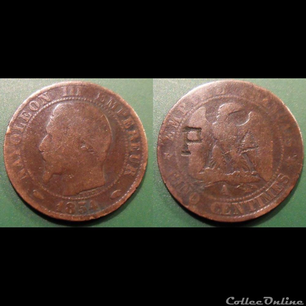 Monnaie Napoléon III 5c contremarquée PA autre monnaie napoleon iii 5c contremarquee pa