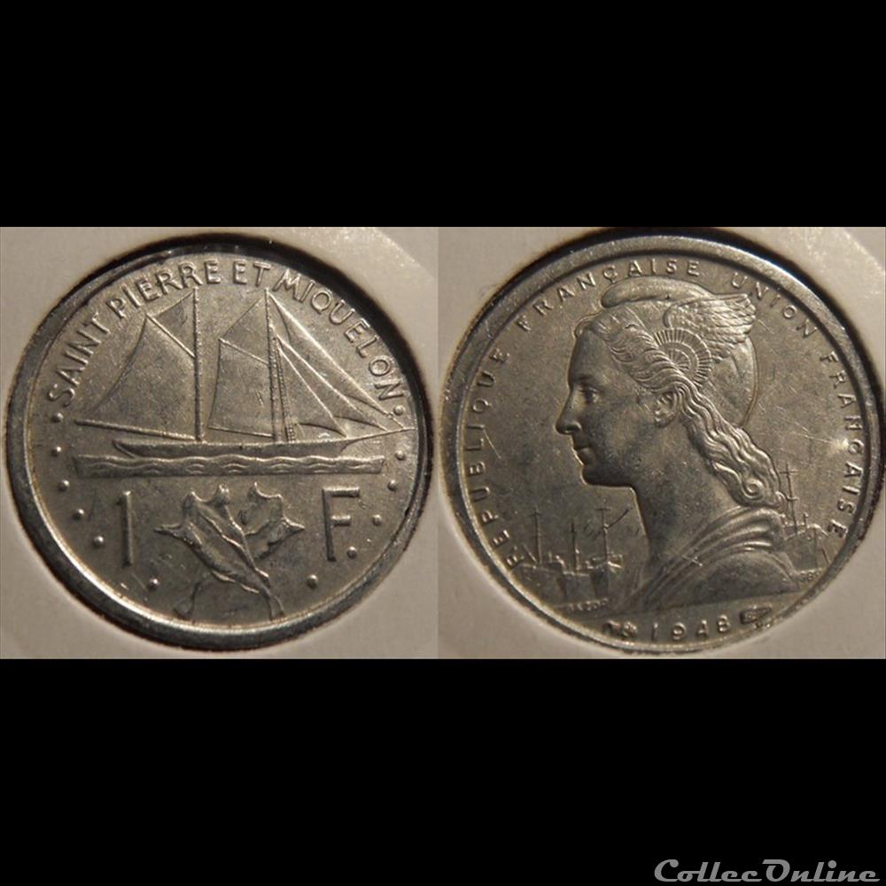 Saint Pierre et Miquelon 1 Franc Union Française 1948 monnaie france colony saint pierre et miquelon 1 franc union francaise 1948