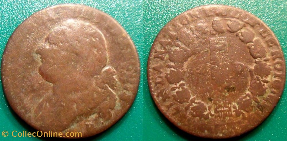 A-Constitution 12 Deniers 1792 Lyon monnaie france moderne a constitution 12 deniers 1792 lyon