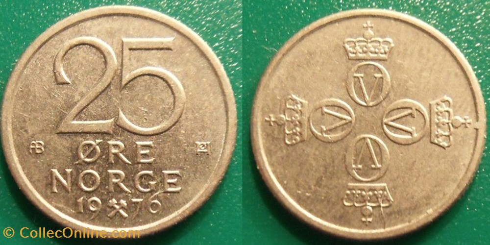 25 Ore 1976 monnaie monde norvege 25 ore 1976