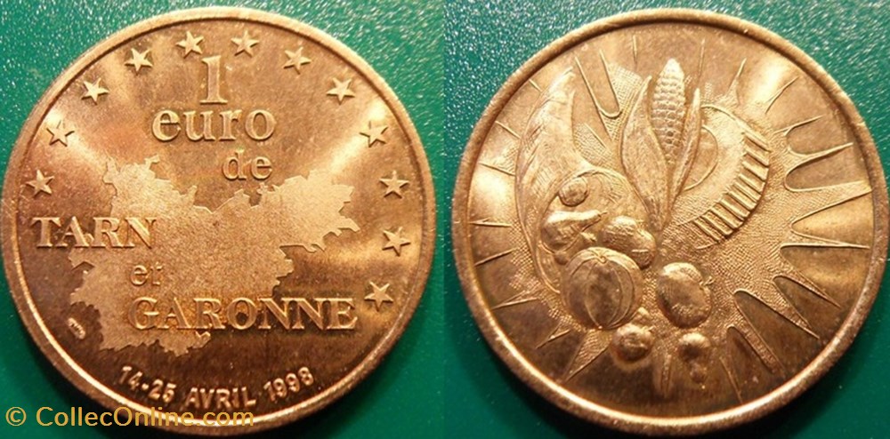 d- Jeton Tarn et Garonne 1 Euro 1998 monnaie mereaux d jeton tarn et garonne 1 euro 1998