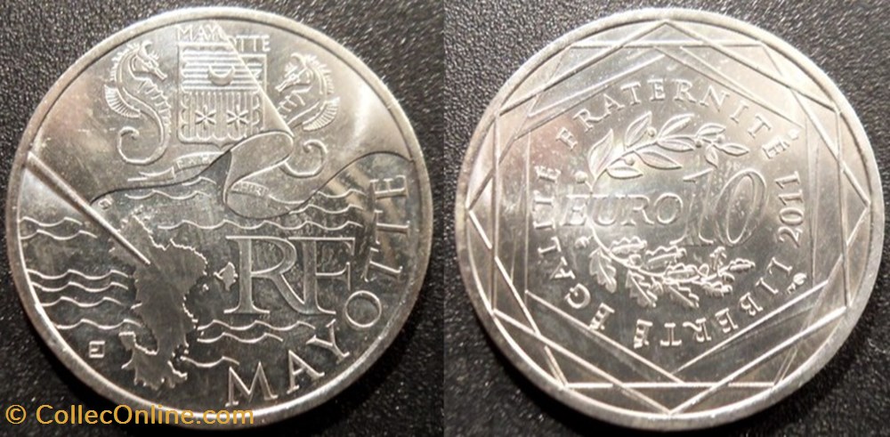 10 Euros des Régions 2010 1er type MAYOTTE monnaies monde france 10 euros des regions 2010 1er type mayotte