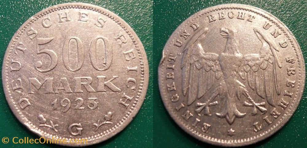 monnaie monde allemagne 500 mark 1923