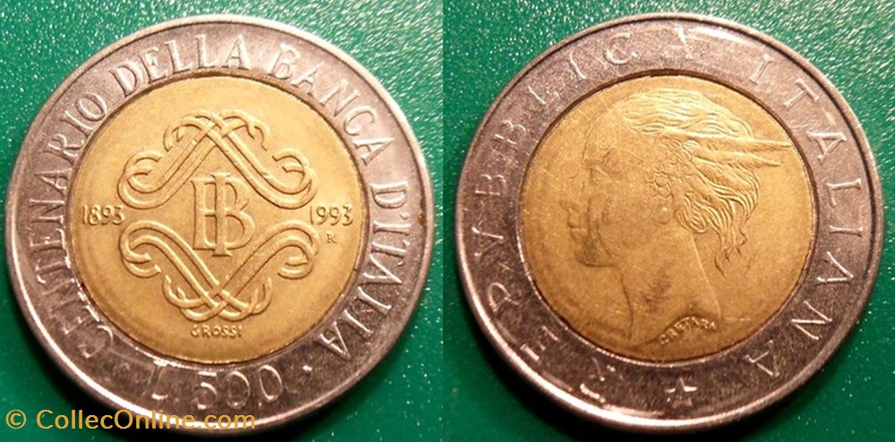 monnaies monde italie 500 lires 1993