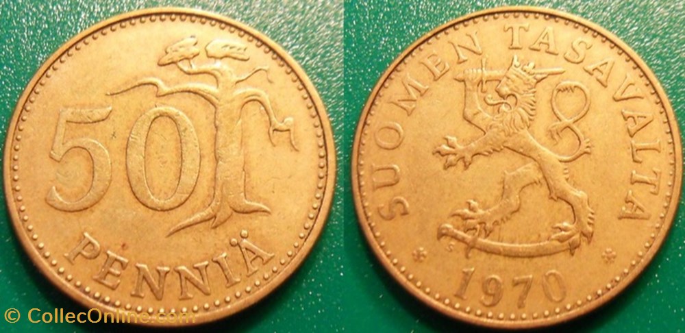monnaie monde finlande 50 pennia 1970