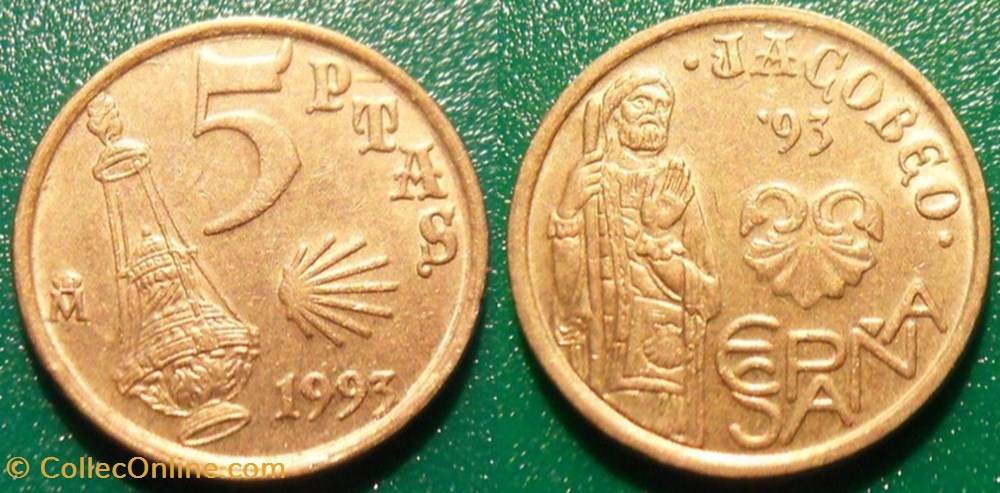 5 Pesetas 1993 Jacobeo monnaie monde espagne 5 pesetas 1993 jacobeo